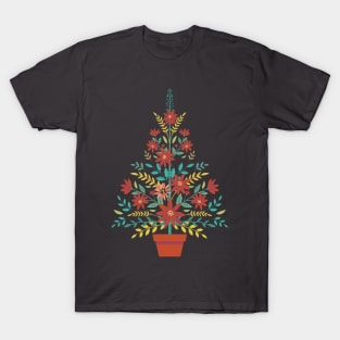 Folk Art Poinsettia Tree T-Shirt